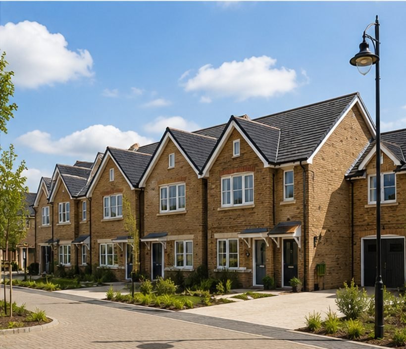 New build British homes on a residential street